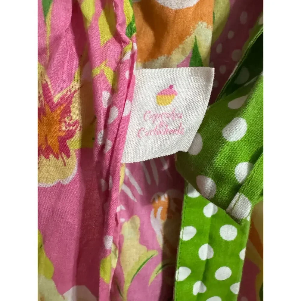 Cupcakes and Cartwheels Floral Polka Dot Whimsy Gardengirl Apron